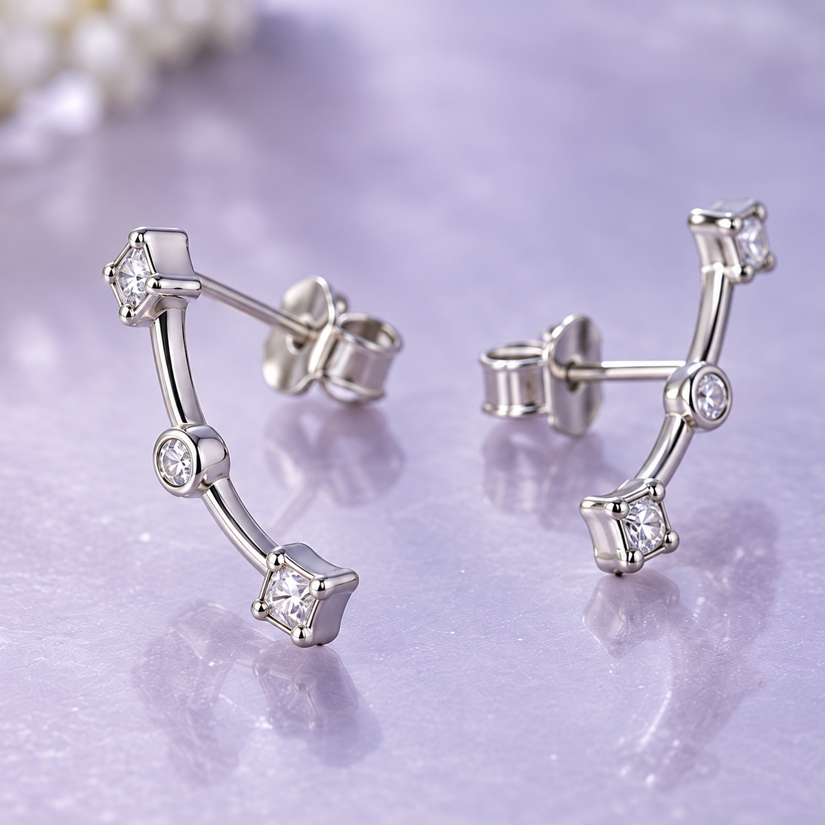 OFICIAA® Aeris Glint Ear Climbers — angle view