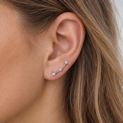 OFICIAA® Aeris Glint Ear Climbers — worn view