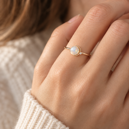 OFICIAA® Aurene Halo Thread Ring — worn view