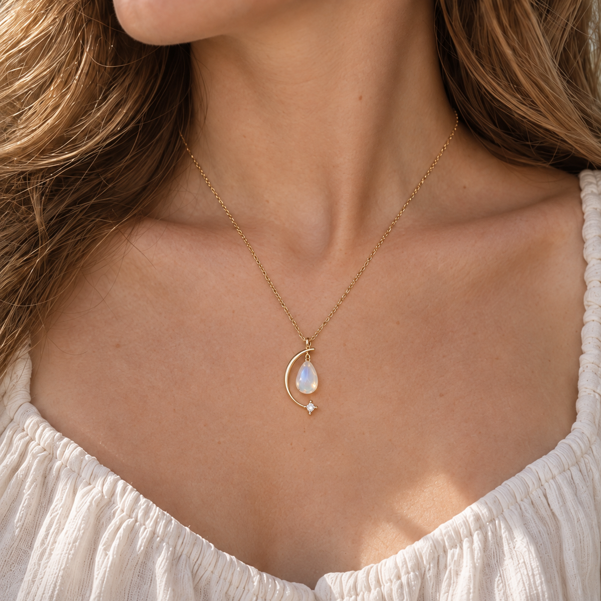 OFICIAA® Maren Dawn Veil Necklace — worn view