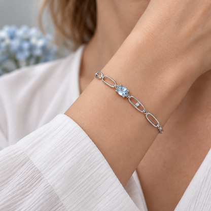 OFICIAA® Mira Halo Current Bracelet — worn view