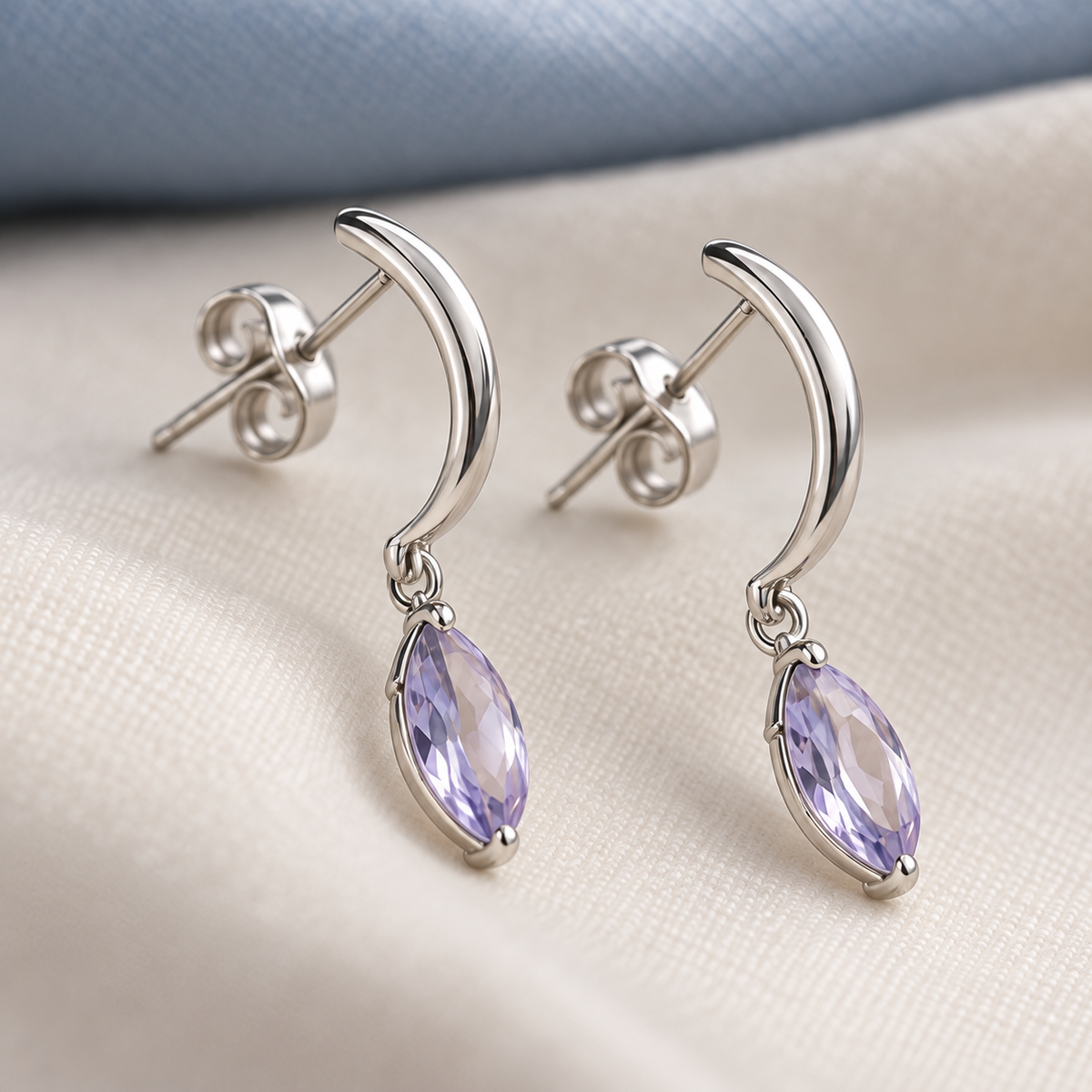 OFICIAA® Solen Mist Arc Drop Earrings — angle view