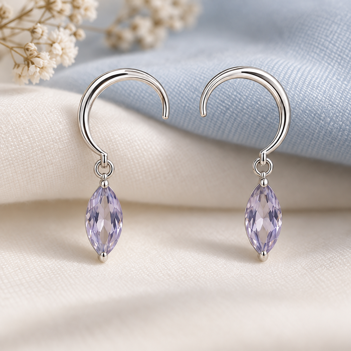 OFICIAA® Solen Mist Arc Drop Earrings — hero view